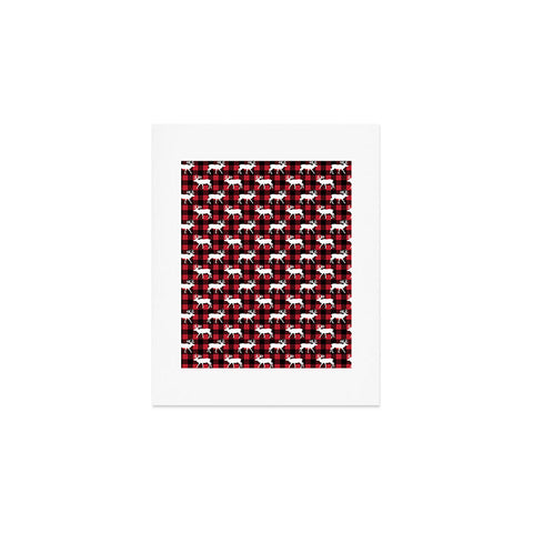 Little Arrow Design Co reindeer on buffalo plaid Art Print