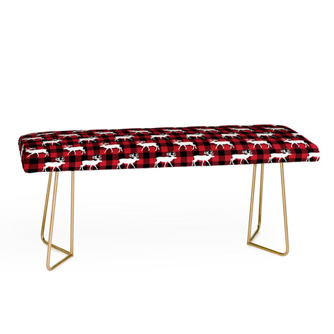 Little Arrow Design Co reindeer on buffalo plaid Bench