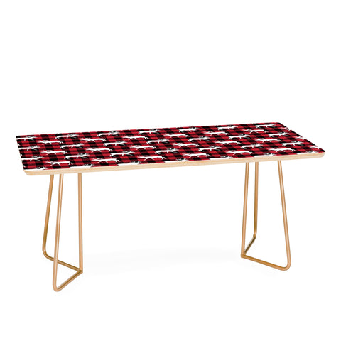 Little Arrow Design Co reindeer on buffalo plaid Coffee Table
