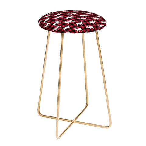 Little Arrow Design Co reindeer on buffalo plaid Counter Stool