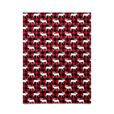 Little Arrow Design Co reindeer on buffalo plaid Poster