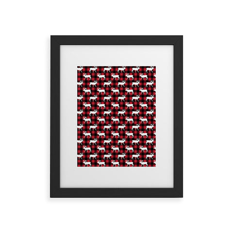 Little Arrow Design Co reindeer on buffalo plaid Framed Art Print