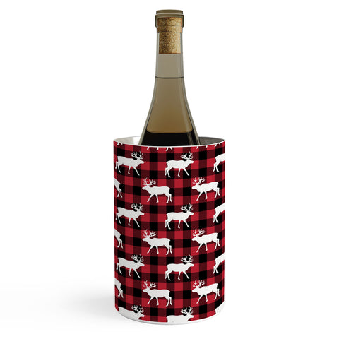 Little Arrow Design Co reindeer on buffalo plaid Wine Chiller