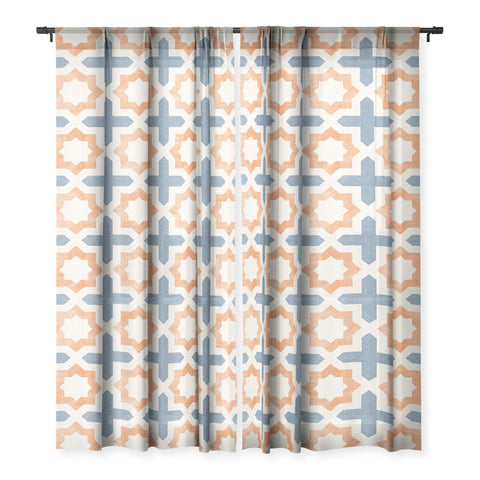Little Arrow Design Co river stars tangerine and blue Sheer Non Repeat