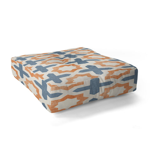 Little Arrow Design Co river stars tangerine and blue Floor Pillow Square