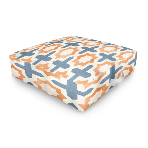 Little Arrow Design Co river stars tangerine and blue Outdoor Floor Cushion