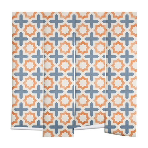Little Arrow Design Co river stars tangerine and blue Wall Mural