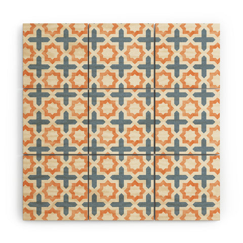 Little Arrow Design Co river stars tangerine and blue Wood Wall Mural