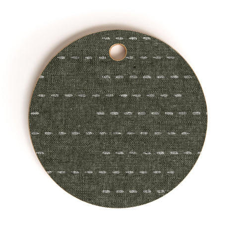 Little Arrow Design Co running stitch olive Cutting Board Round