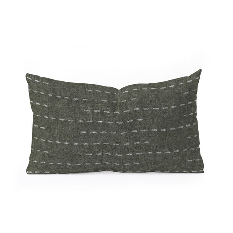 Little Arrow Design Co running stitch olive Oblong Throw Pillow