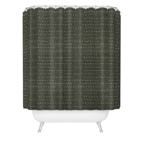 Little Arrow Design Co running stitch olive Shower Curtain