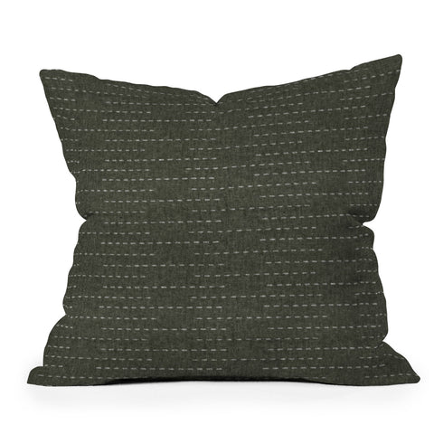 Little Arrow Design Co running stitch olive Throw Pillow