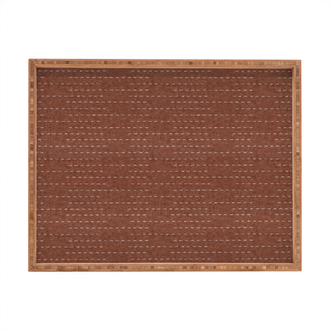 Little Arrow Design Co running stitch rust Rectangular Tray