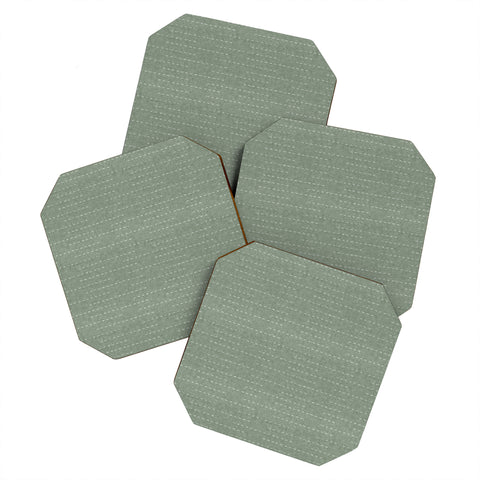 Little Arrow Design Co running stitch sage Coaster Set