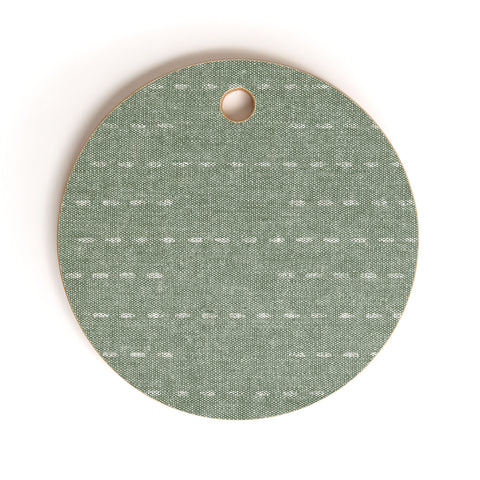 Little Arrow Design Co running stitch sage Cutting Board Round