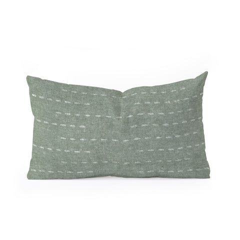 Little Arrow Design Co running stitch sage Oblong Throw Pillow