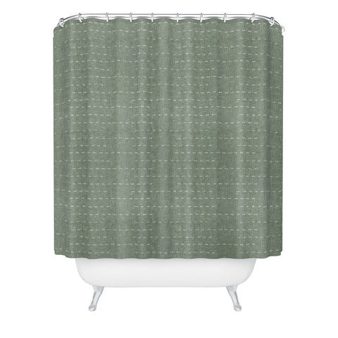 Little Arrow Design Co running stitch sage Shower Curtain