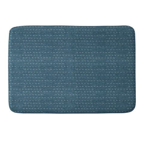 Little Arrow Design Co running stitch stone blue Memory Foam Bath Mat