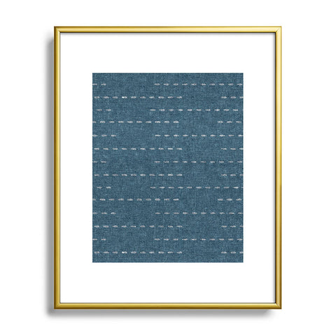Little Arrow Design Co running stitch stone blue Metal Framed Art Print