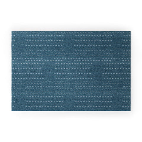 Little Arrow Design Co running stitch stone blue Welcome Mat