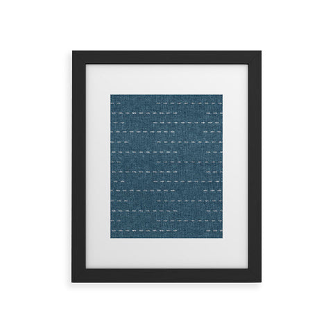 Little Arrow Design Co running stitch stone blue Framed Art Print