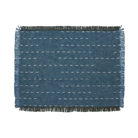 Little Arrow Design Co running stitch stone blue Throw Blanket