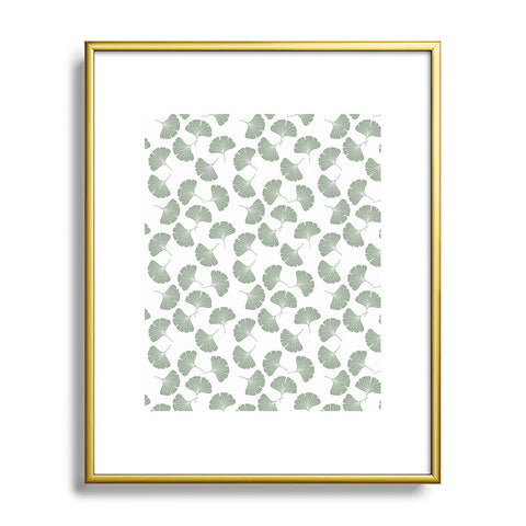 Little Arrow Design Co sage ginkgo leaves Metal Framed Art Print