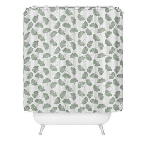 Little Arrow Design Co sage ginkgo leaves Shower Curtain