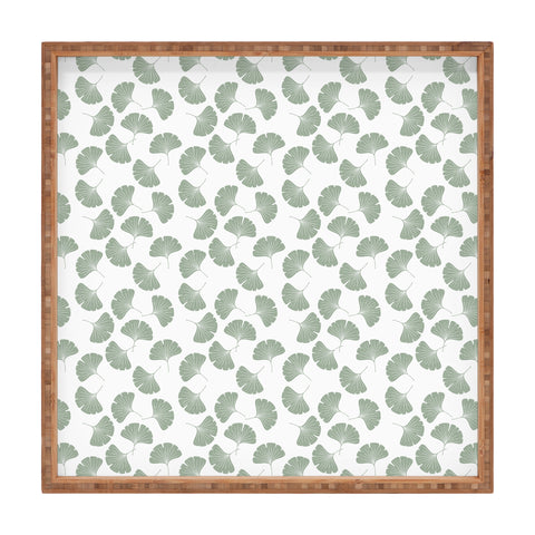 Little Arrow Design Co sage ginkgo leaves Square Tray