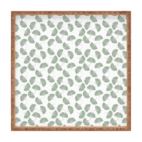 Little Arrow Design Co sage ginkgo leaves Square Tray