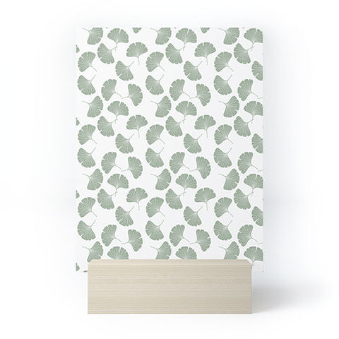 Little Arrow Design Co sage ginkgo leaves Mini Art Print