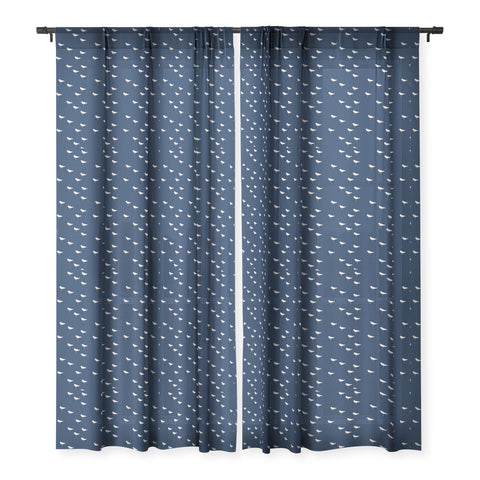 Little Arrow Design Co Sandpipers on navy Sheer Window Curtain