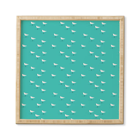 Little Arrow Design Co Sandpipers on teal Framed Wall Art