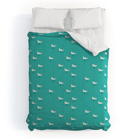 Little Arrow Design Co Sandpipers on teal Comforter