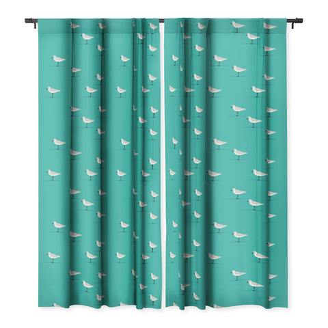 Little Arrow Design Co Sandpipers on teal Blackout Window Curtain