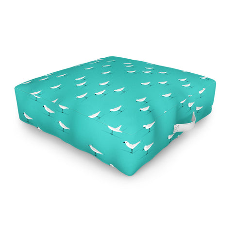 Little Arrow Design Co Sandpipers on teal Outdoor Floor Cushion