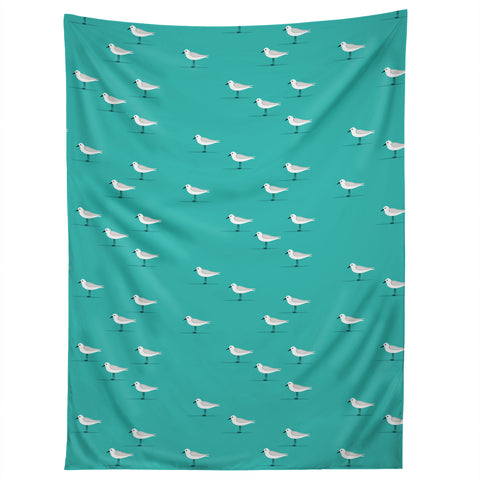 Little Arrow Design Co Sandpipers on teal Tapestry