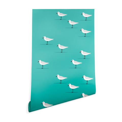 Little Arrow Design Co Sandpipers on teal Wallpaper