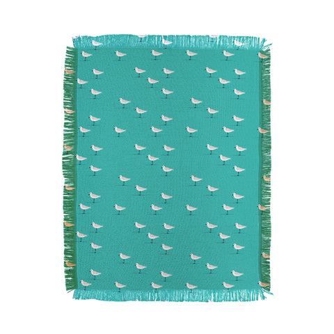 Little Arrow Design Co Sandpipers on teal Throw Blanket