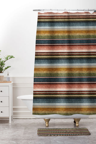 Little Arrow Design Co serape southwest stripe earth Shower Curtain And Mat
