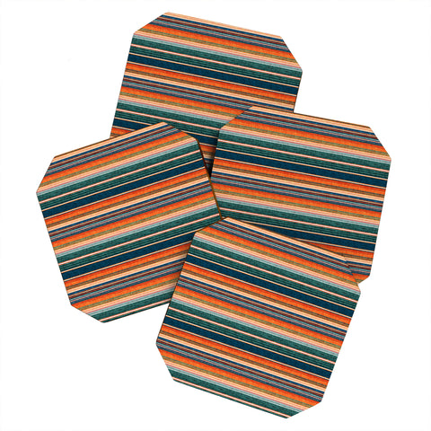 Little Arrow Design Co serape southwest stripe orange Coaster Set