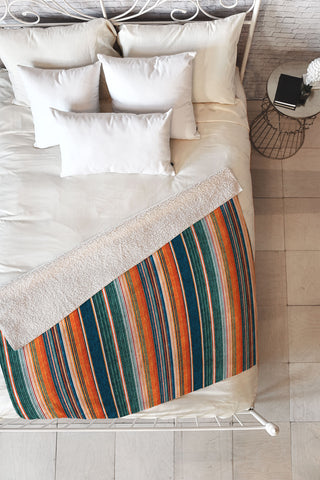Little Arrow Design Co serape southwest stripe orange Fleece Throw Blanket