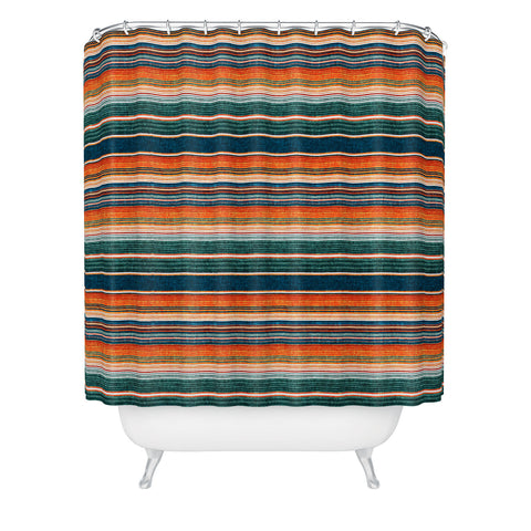 Little Arrow Design Co serape southwest stripe orange Shower Curtain
