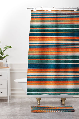 Little Arrow Design Co serape southwest stripe orange Shower Curtain And Mat