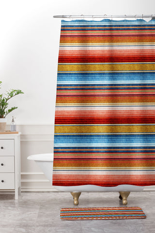 Little Arrow Design Co serape southwest stripe red Shower Curtain And Mat