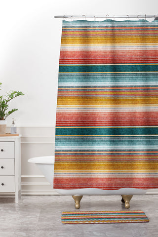 Little Arrow Design Co serape southwest stripe Shower Curtain And Mat