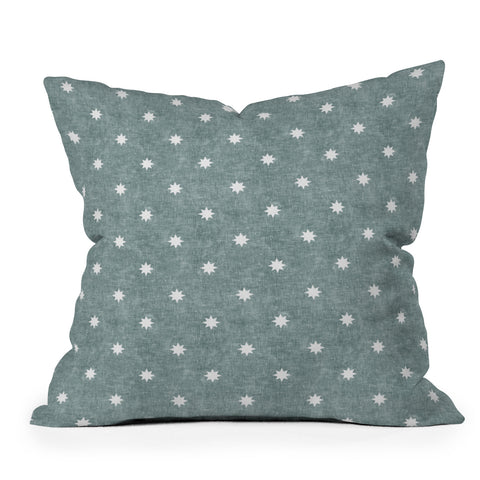 Little Arrow Design Co stars on dusty blue Outdoor Throw Pillow