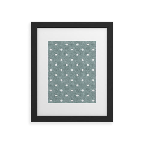 Little Arrow Design Co stars on dusty blue Framed Art Print