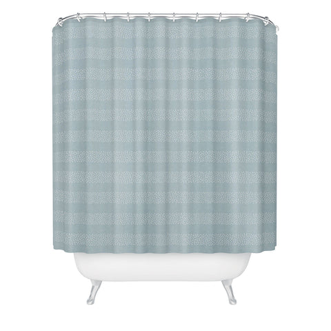 Little Arrow Design Co stippled stripes coastal blue Shower Curtain