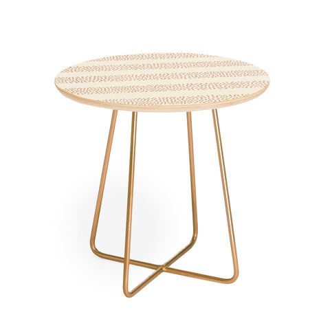 Little Arrow Design Co stippled stripes cream orange Round Side Table